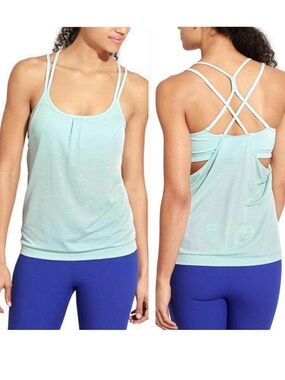 5 for $25!! Athleta Mint Shadow Stripe Energize Tank Top/Built In Sports Bra